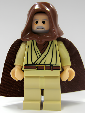 Минифигурка Lego Star Wars Obi-Wan Kenobi - Old, Light Nougat, Reddish Brown Hood and Cape sw0206  U